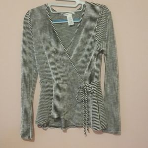 Pinstripe Long Sleeve Dress Casual Blouse